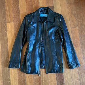 Reaction, Kenneth Cole, black leather jacket, size small